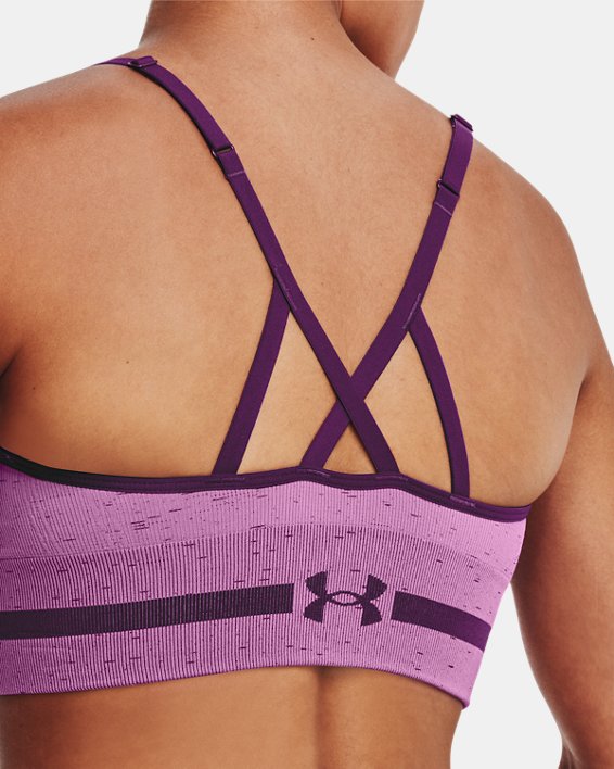 Women's UA Seamless Low Long Heather Sports Bra in Purple image number 8